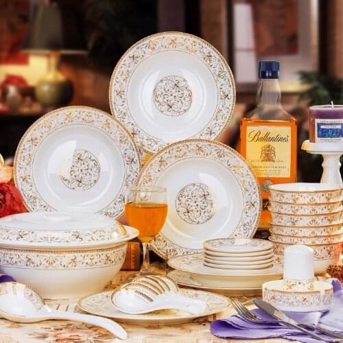 Free sipping 56pcs dinnerware set china tableware set ceramic plates bowls dishes plates