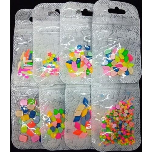 New Fluorescence Mix color Nail Art Rhinestone Shape Glass Stones 30Pcs for 3D Crystal Nail DIY Decorations