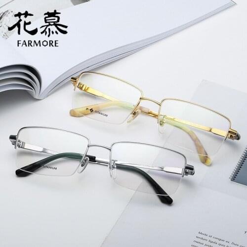 Pure Titanium Glasses Frame Mens Big Face Retro Glasses Frame Business Casual Glasses Frame 9011