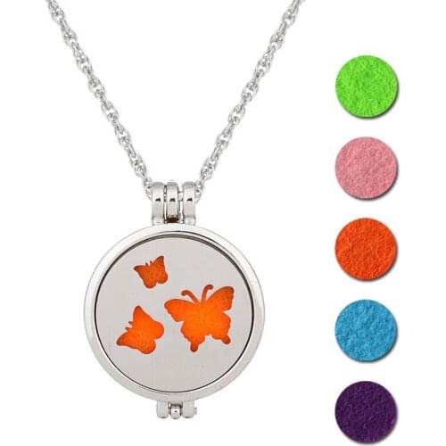 Animal Geometric Aromatherapy Diffuser Necklace Pendant Women Butterfly Tree Pendants Simple Charming Aroma Diffuser Necklace