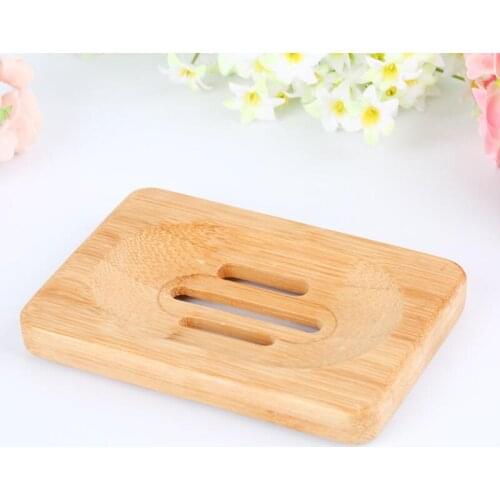 Home Wash Shower Soap Storage Tray Holder Natural Bamboo Wooden Soap Case Container LX8335