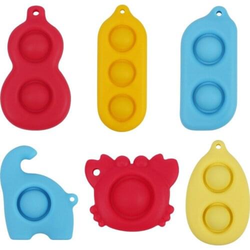 Simple Keychain Fidget Sensory Toy Mini Poper Fidget Key Ring Anti-stress Board Autism Educational Toy