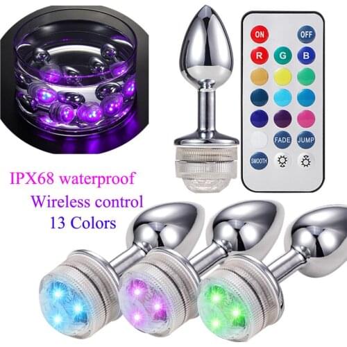 Remote Control LED Change Colour Metal Anal Plug Stainless Steel Colorful Butt Anus Booty Beads Prostate Mager Adult Sex Toy