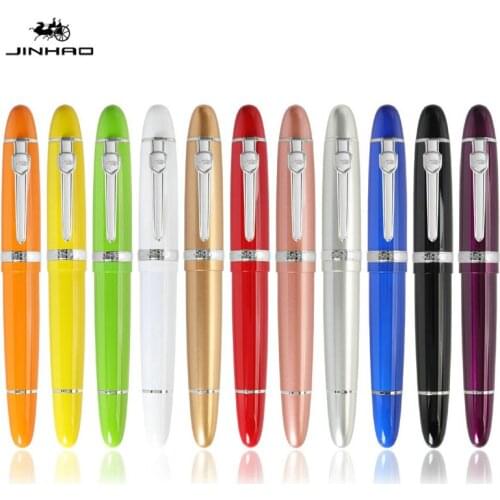 JINHAO 159 Fountain Pen Luxury Metal High Quality Metal Ink Pens 0.5mm Nib Silver/Gold School&office Writing Supplies Stationery
