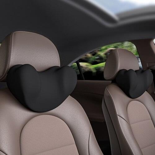 Cute Heart-shaped Car Neck Pillow Sleeping Seat Headrest Cushion Waist Lumbar Support Set Space Foam Mesh Auto Head Cover Gadget