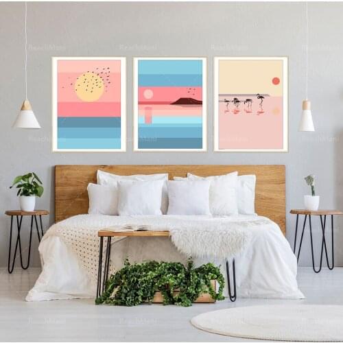 Tropical sunrise, summer bliss suit, island paradise, pink blue landscape, calm ocean seascape, paradise resonance art print