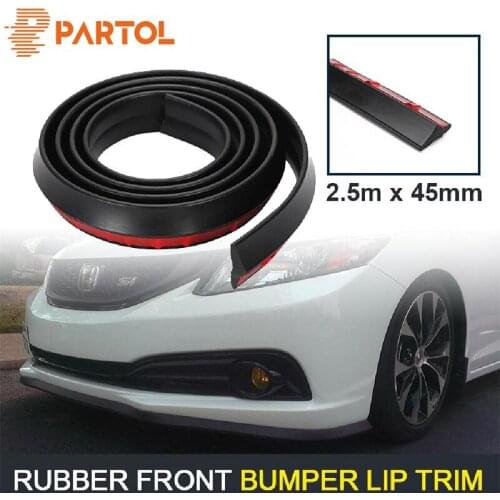 Partol Universal 2.5M 45mm Car Bumper Protectoer Front Bumper Lip Spoiler For Auto Trucks SUVs Body Side Skirt Tail Fins