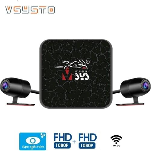 VSYSTO newest dual 1080p Full HD resolution Motorcycle DVR wifi Dash camera no screen night vision video recorder