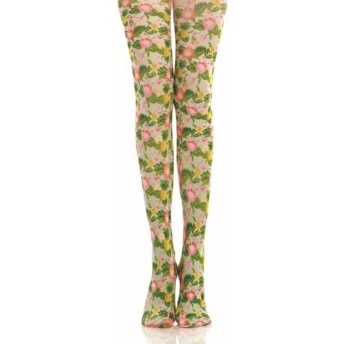 High Quality New Designs Stockings Flower Painting Print Pantyhose Womens Tights