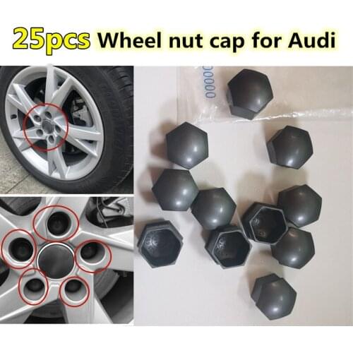 WL 25Pcs Original Black Wheel Lug Nut Center Cover Caps Replacement For Audi A1 A3 A4 A5 A6 A7 A8 Q5 Q7 TT OEM:321601173A BLH