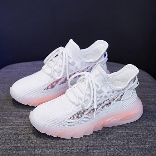 Spring New Fashion Breathable Sports Shoes Female Breathable Fitness Running Leisure Flying Woven Korean Womens Casual Shoes