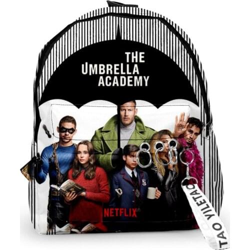 The Umbrella Academy Fashion Oxford Fabric One Shoulder Keychain Backpack Printed Casual Student School Bag