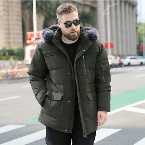 Winter Jacket Mens Winter Large Size 8XL 9XL 10XL Hooded Park Warm Jacket Mid-Length Thick Loose Black Coat