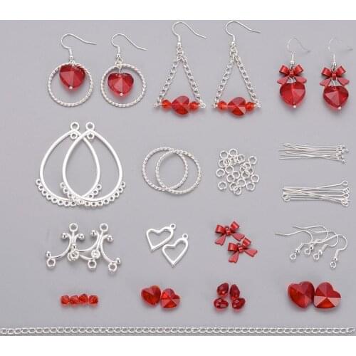 1set Jewelry Making kit Brass Earring Hooks & Eye Pin & Opean Jump Rings Iron Chains For DIY Earring Material Making Accessories