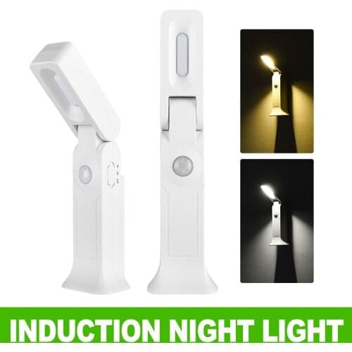1Pc Motion Sensor Night Light LED USB Rechargeable Energy-saving Night Lamp Bedroom Washroom Stairs Intelligent Light