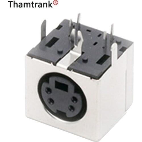 100PCS MDC/S Terminal Mini PS2 Power Socket MINI DIN 4PIN Metallic Housing Female Socket Bent needle Half-Package Shield