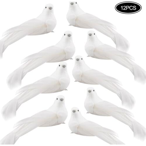 12pcs Artificial Pigeon Birds Simulation Feather Pigeon Christmas Tree Wedding Party Craft Ornaments Home Living Room Decor