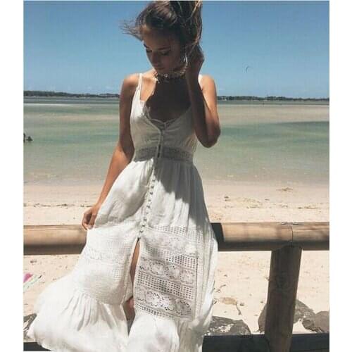 2019 Womens Summer Boho Maxi Dress Evening Party Holiday Beach Lace Dresses Sundress Lot