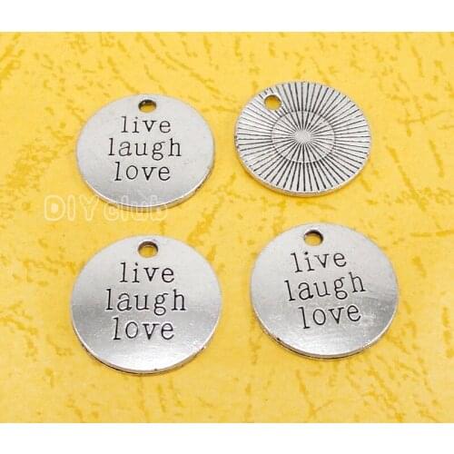 40pcs-Antique Tibetan Silver Live Laugh Love Charms Pendant 20mm