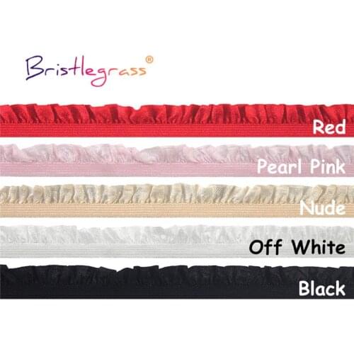 BRISTLEGRASS Combo 5 Yard 5/8" 15mm Shiny Frilly Ruffled Lace Trim Elastics Spandex Bands Tapes Hair Tie Tutu Dress Sewing Craft
