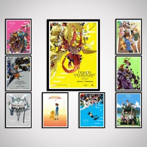 Digimon Cartoon Anime Movie Digimon Adventure Poster Room Decor Art Silk Decoration Custom Home For Living Room Canvas Prints