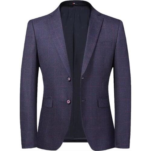 Mens Spring Autumn 100% High Quality Blazer Jacket Youth Blazer Grid Suit Jacket Slim Fit Blazers Coat Business Casual Overcoat