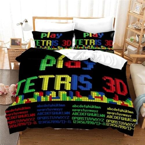 Home Textile Play Tetris 3d Bedding Set Popular Games Duvet Cover Set Pillowcase Boys Girls Kids Gifts Bedclothes Bed Linen Sets