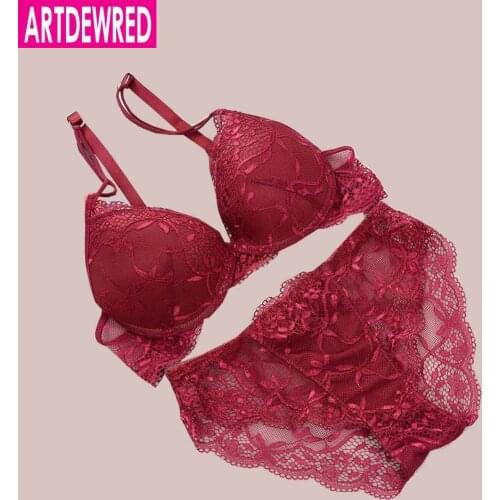 Hot 2018 New Women Push Up Bra Sets Breast Flower Lace String Bra Women Underwear Sexy Lingerie Brand Bra & Brief Sets