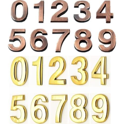 Hot 3D Numeral Door Plaque House Drawer Sign Gate Digits 0 to 9 ABS Number Tag Hotel Home Sticker Address Door Label