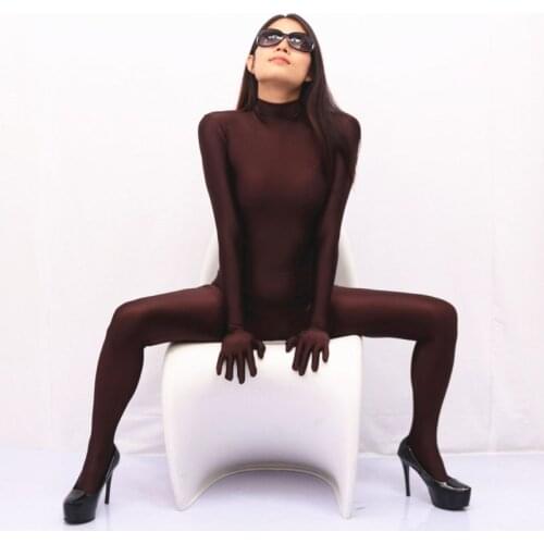 Stand Collar Soft Spandex Jumpsuit Women Lycra Body Shaping Sexy Jumpsuits Cosplay Performance Costume One-piece Tights Rompers