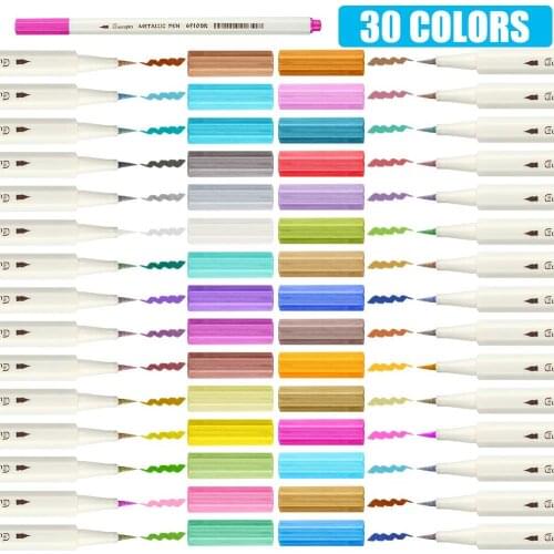12/15/20/30 Color/set Metallic Marker Pen DIY Scrapbooking Crafts Soft Brush Pen Art Marker Pen For Stationery School Supplies