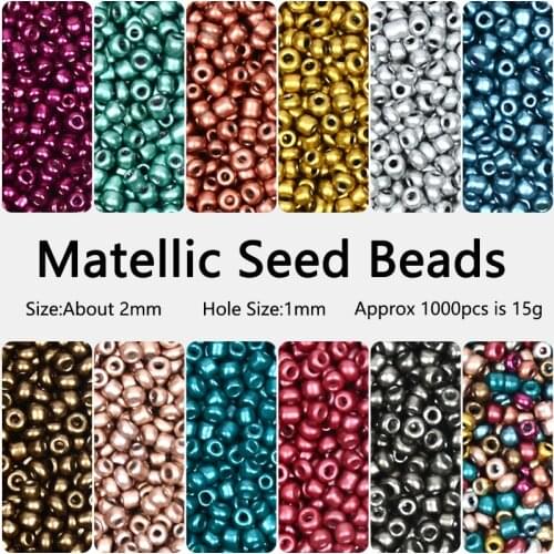 Approx.2MM Matellic Glass Beads Czech SeedBeads Charms Loose Beads for Jewelry Making DIY Necklace Bracelet Accesorios bijoux