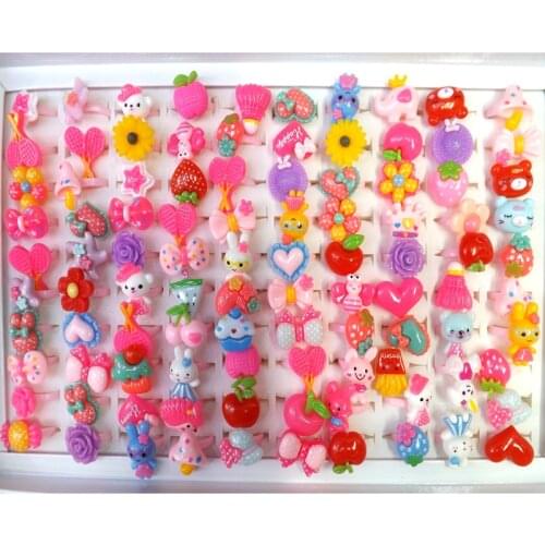 Cute Cartoon Plastic Kids Rings As Gift Lovely Childrens Day Jewelry 50pcs/lot