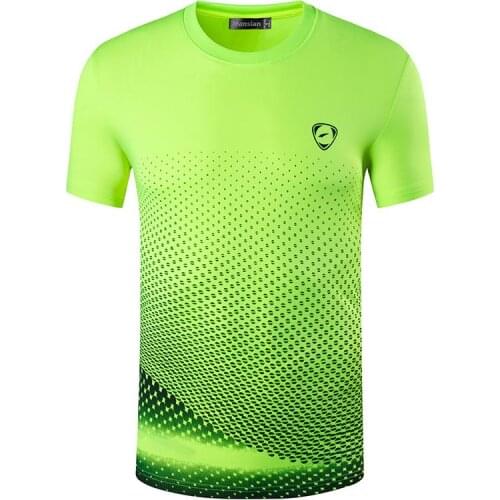 Jeansian Mens Sport Tee Shirt Tshirt T-shirts Tops Running Gym Fitness Workout Football Short Sleeve Dry Fit LSL225 GreenYellow