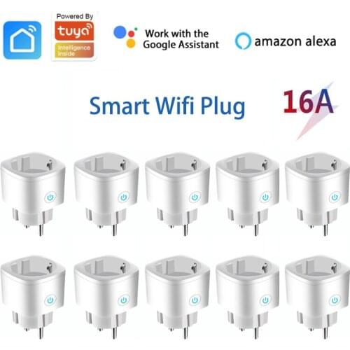 1-8 PCS Tuya WiFi Socket EU FR Plug 16A Switch For Smart Life APP Automation Timer Outlet,Work with Alexa Google Home IFTTT