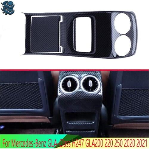 For Mercedes-Benz GLA-Class H247 GLA200 220 250 2020 2021 Carbon Fiber Style Plated Armrest Box Rear Air Vent Frame Trim Cover
