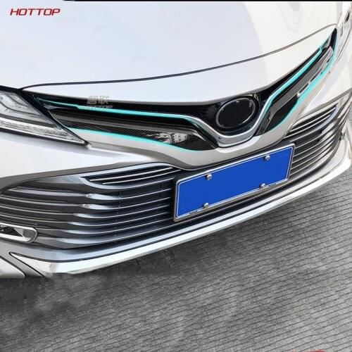 2PCS Carbon Fiber Front Mesh Grille Trim Cover for Toyota Camry 2018 2019 XV70 8th