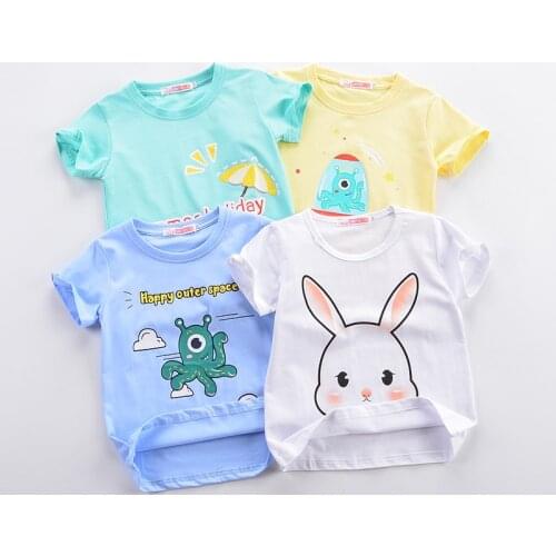 New Arrival Girl Boy Cotton T-shirt Short Sleeve Cartoon Top T-shirt Octopus Bunny Baby Clothes Childrens Wear