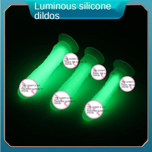 Oloey Double-Layer liquid luminous silicone replica penis sexy dildo womens masturbation device adult sex product