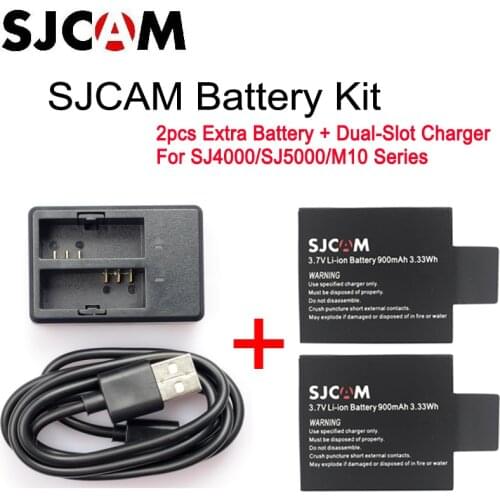 Original SJCAM SJ4000 Battery 900mAh and Dual Charger Compatible for SJCAM SJ4000 SJ5000 M10 Series Action Cameras