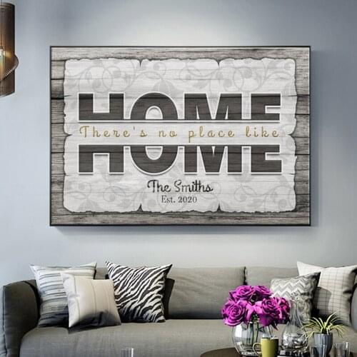 Personalized Custom Family Canvas Painting Theres No Place Like Home Pictures Wall Art Decor Posters and Prints For Living Room