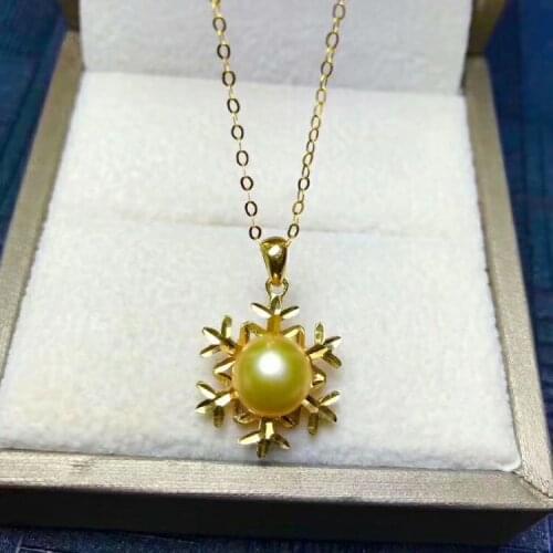 Shilovem 18k yellow gold Natural pearls pendants fine Jewelry women trendy no necklace party new gift plant mymz7-8zz