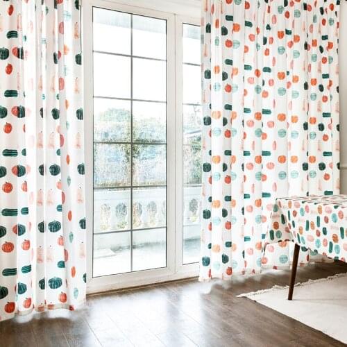 Simple Nordic colorful pumpkin cotton livingroom boy girl bedroom cloth cotton blackout curtain M384