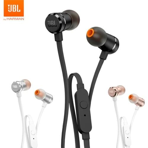 JBL T290 3.5,mm Wired Earphones TUNE 290 Stereo Sport Bass Headset 1-Button Remote Handsfree Call with Mic for iPhone Android