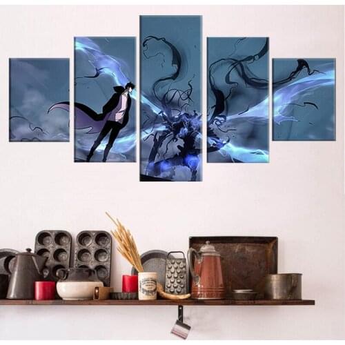 Solo Leveling Cartoon Painting Frame Anime Poster Wall Art Picture for Living Room Decor Wall Hanging Painting Birthday Gift