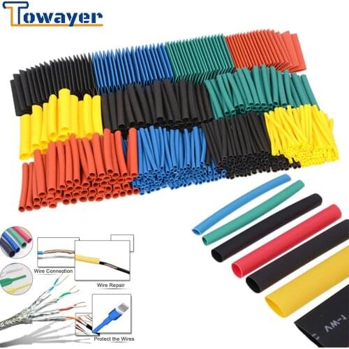 Towayer Polyolefin Shrinking Assorted Heat Shrink Tube Wire Cable Insulated Sleeving Tubing Set 164pcs/328pcs/530pcs/set