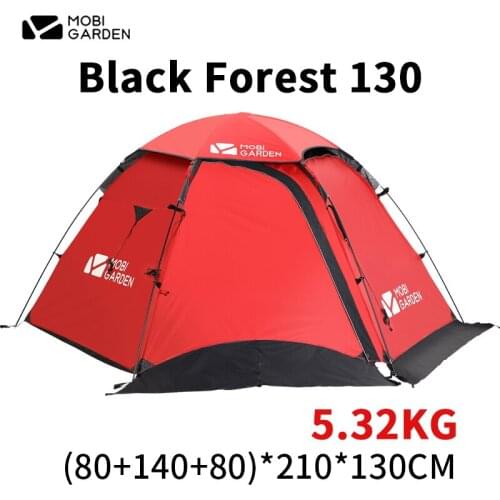 MOBI GARDEN BF High Altitude Camping Tent 2-3 Person 150D Oxford Cloth Double Door Tent Aluminum Rod Snow Skirt With Free Mat