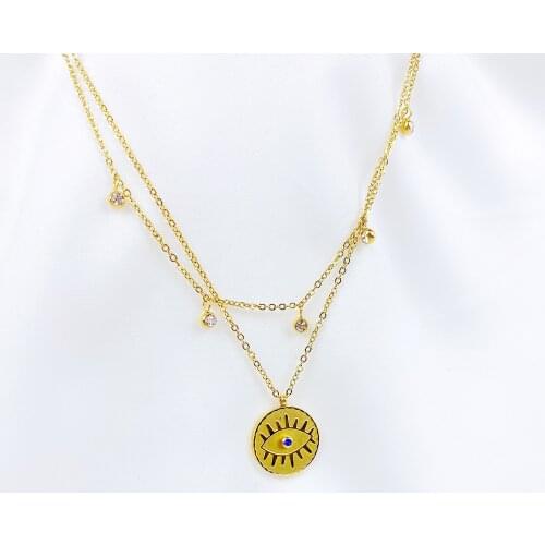 Vintage Fashion Evil Eye Necklace Pendant Clavicle Chain Statement Long Necklace Women Accessory Collares De Moda Bijoux Femme