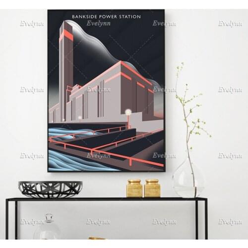 Vintage London Power Company Poster, Bankside Power Station London,Wall Art Prints Home Decor Canvas Unique Gift Floating Frame