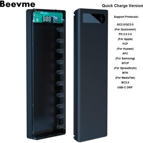 Quick Charge Power Bank 10*18650 Battery Case Dual USB Mobile Phone Charge QC 3.0 PD DIY Shell 18650 battery Holder Charging Box